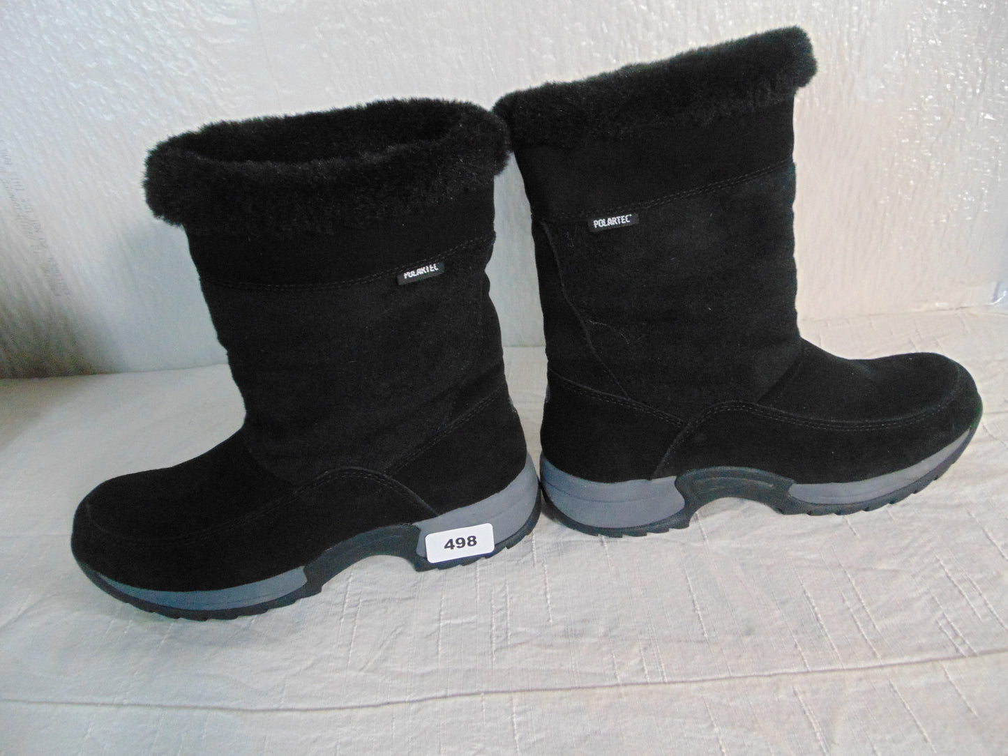 Sporto Womens Short Black Boots Faux Fur Lined Size 8M