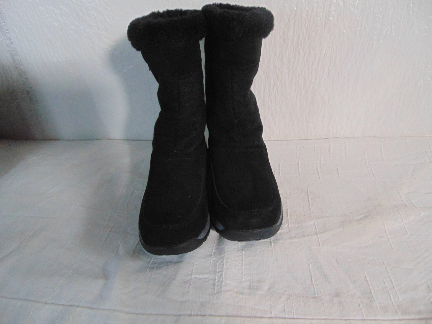 Sporto Womens Short Black Boots Faux Fur Lined Size 8M