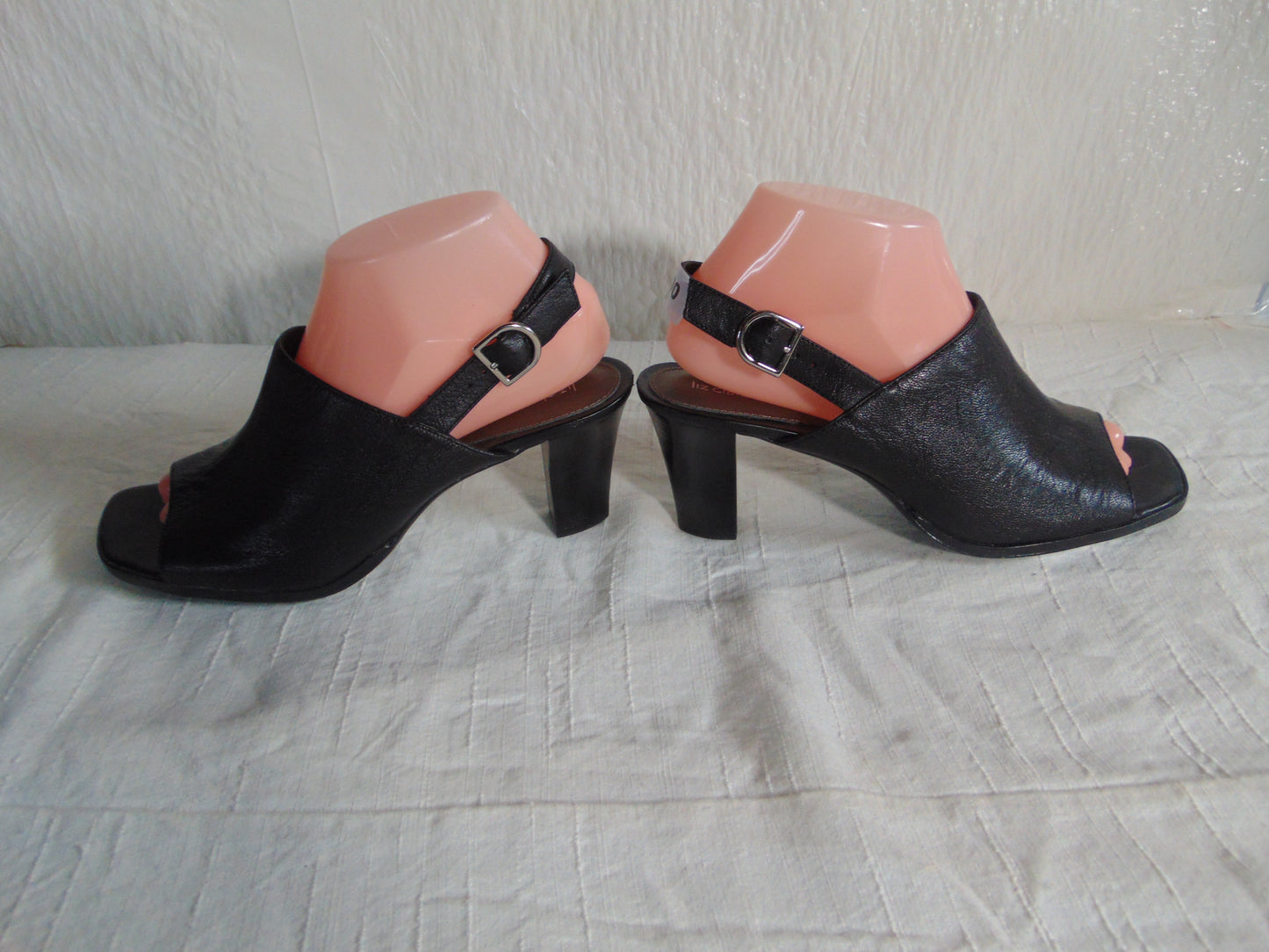 Liz Clairborne Womens Black Leather Slingback Shoes Size 7 Heels