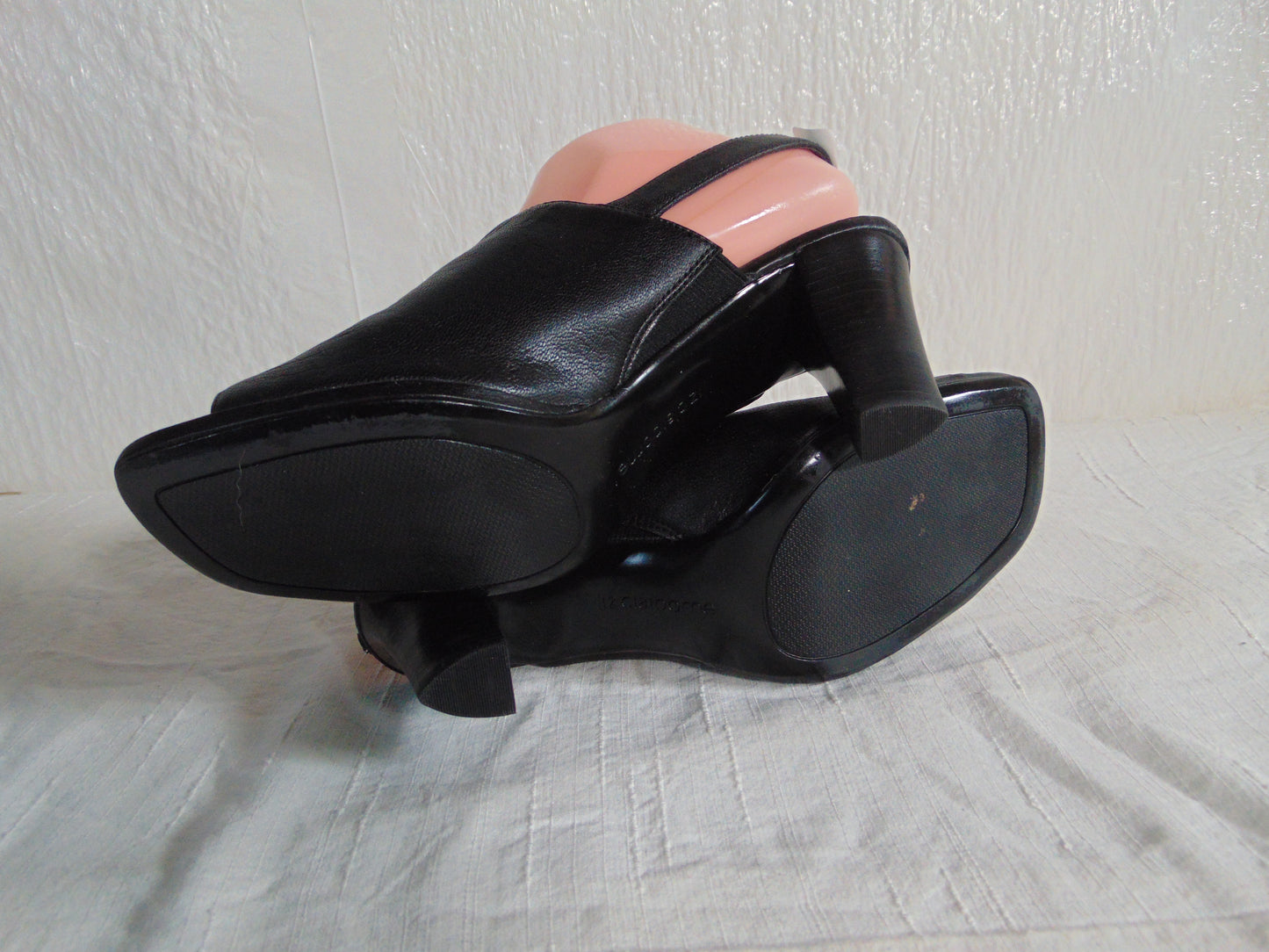 Liz Clairborne Womens Black Leather Slingback Shoes Size 7 Heels