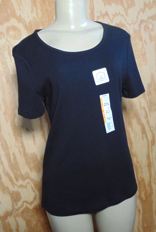 Time And Tru Womens Black T-Shirt Medium Short Sleeves