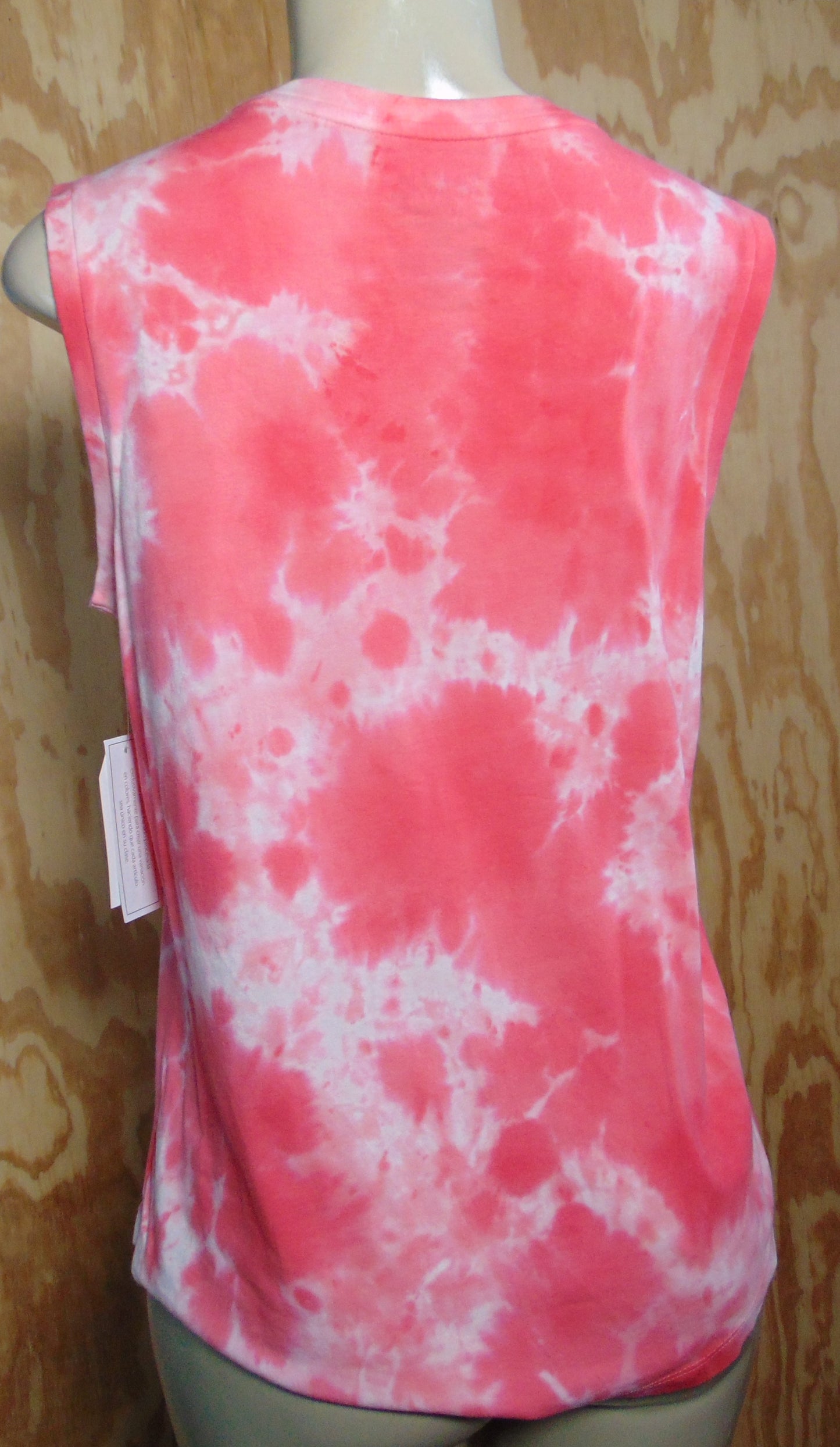 Time And Tru Womens Tie Dye Tank Orange Sleeveless Small