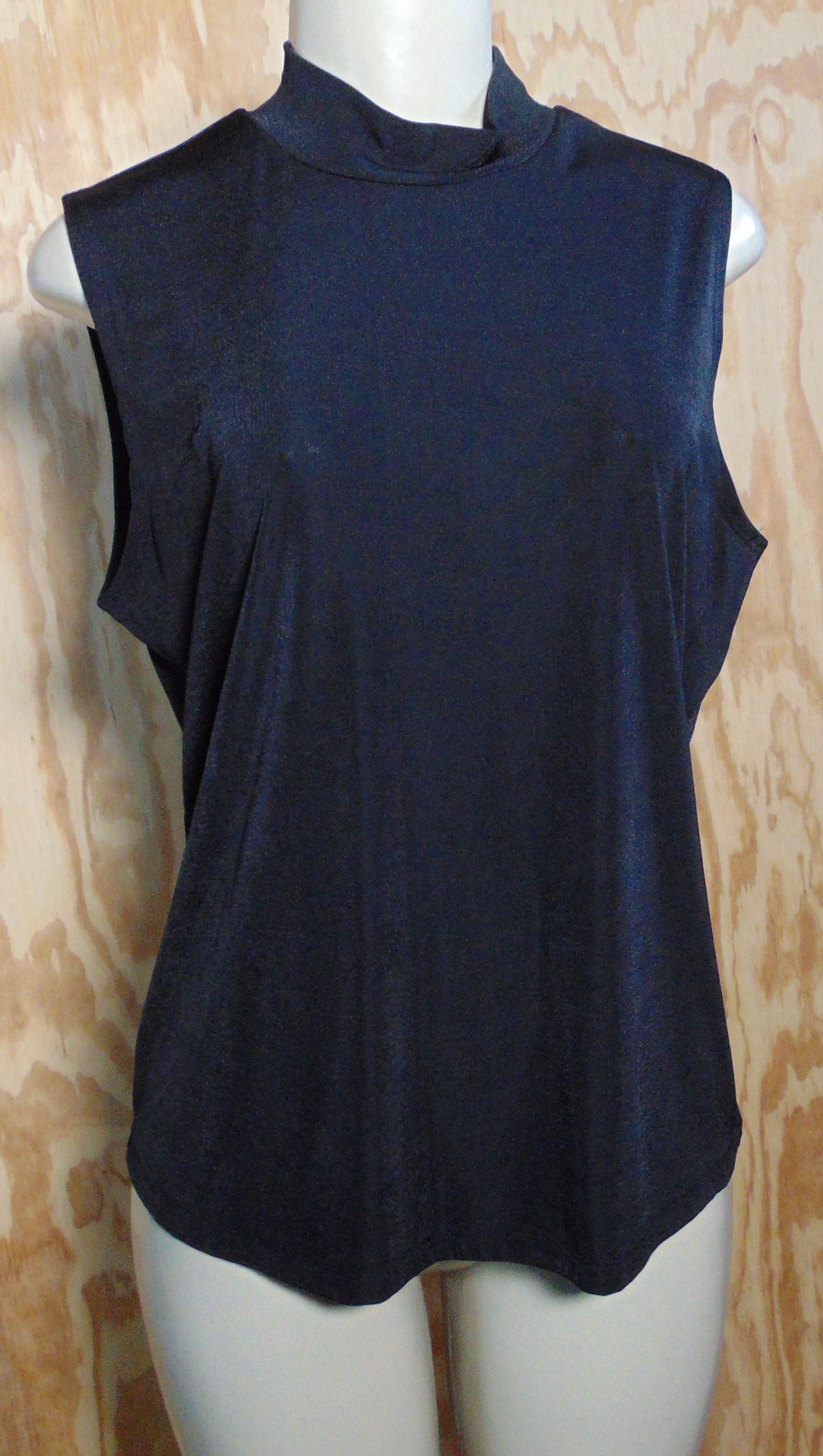 Impressions Black Mock Neck Sleeveless Tank Size Womens Large