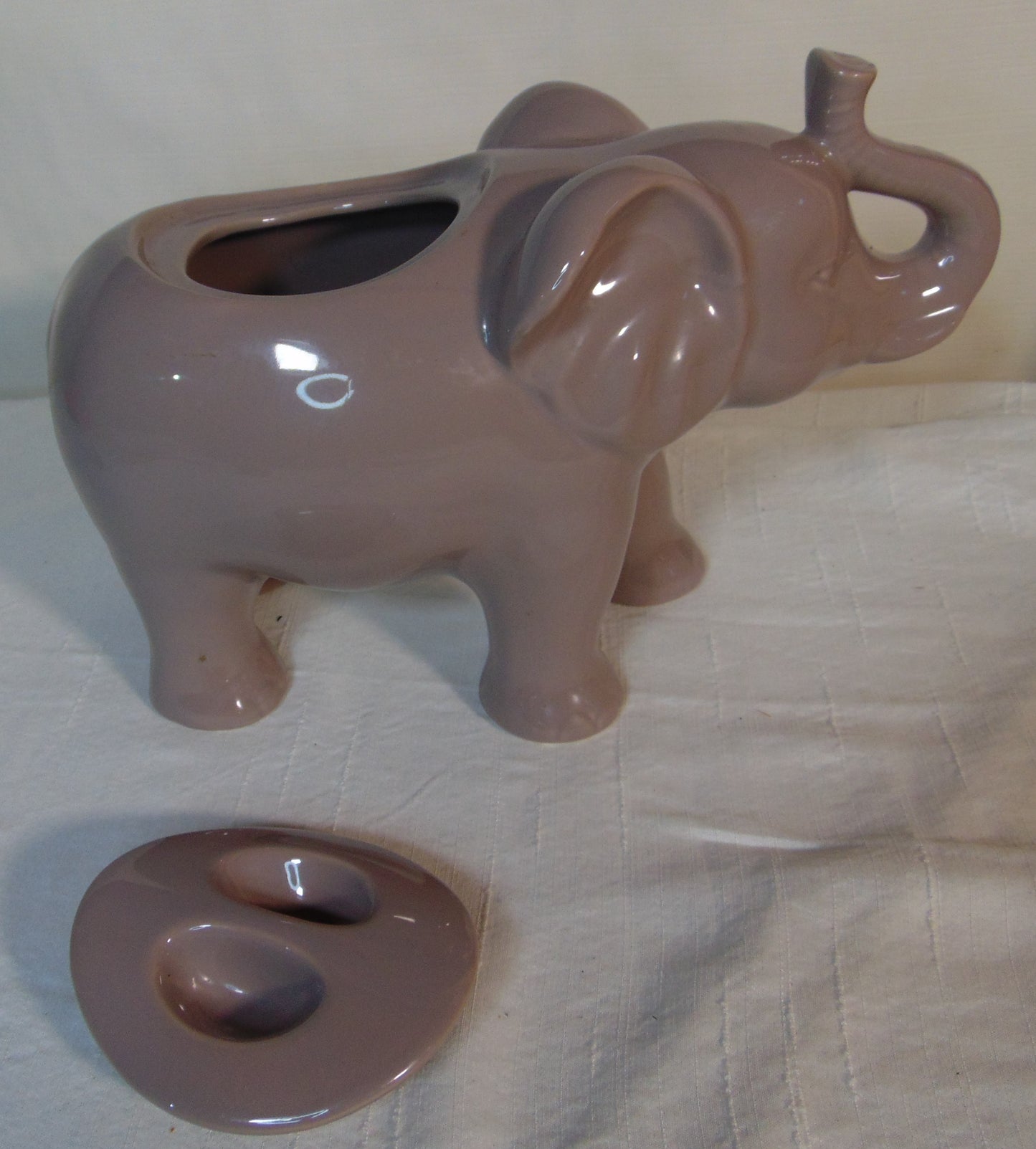 Opal House Elephant Cookie Jar Container Gray Glossy Stoneware