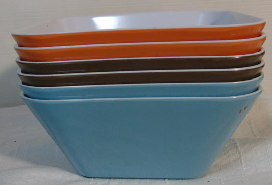 Home Melamine Small Square Bowls Set Of 6 Multicolor