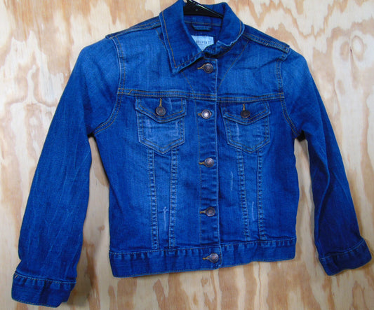 Forever 21 Blue Denim Cropped Bikers Jacket Button Up  Size Small