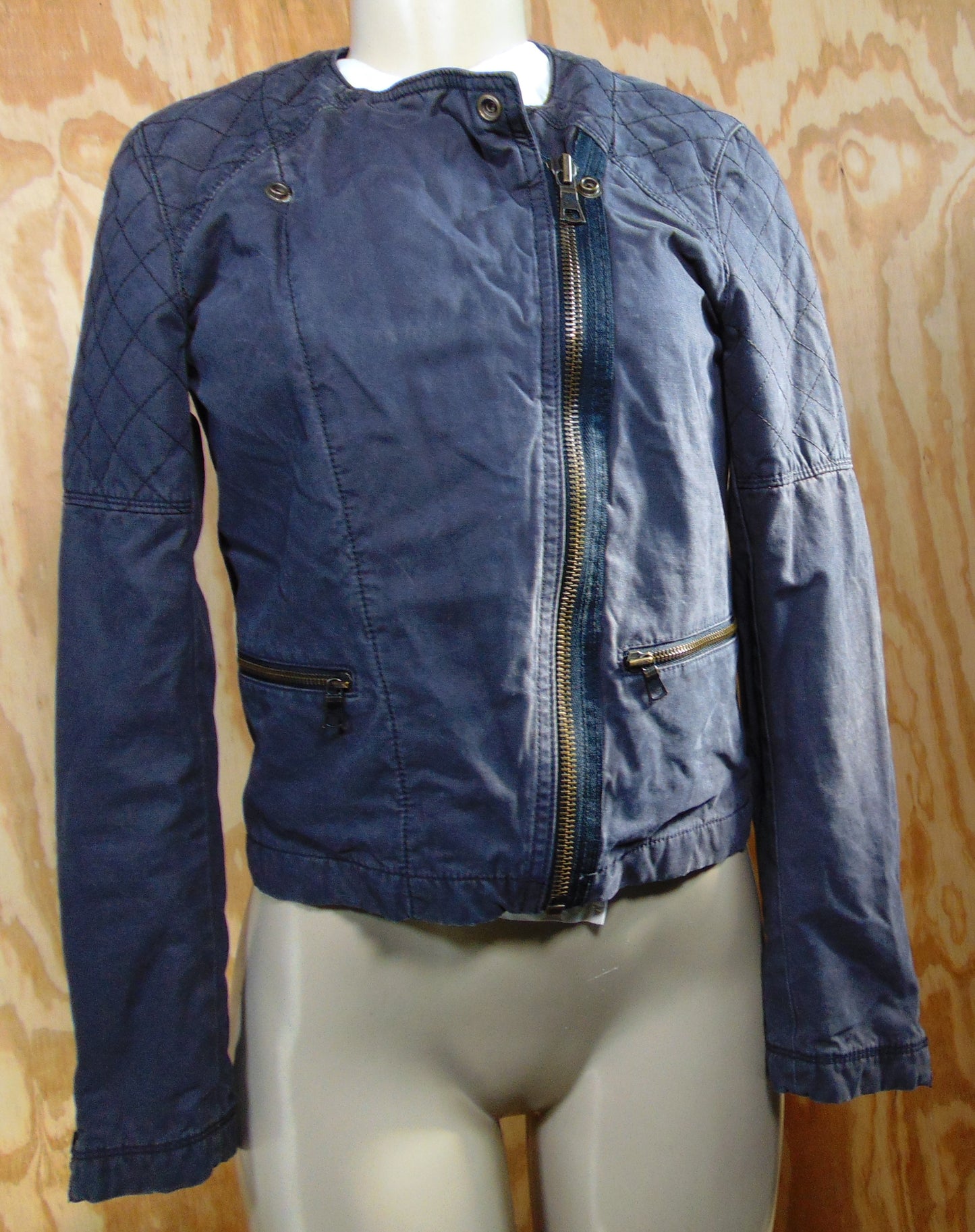 Gap Crop Bikers Quilted Short Jacket Gray Full Zip Small