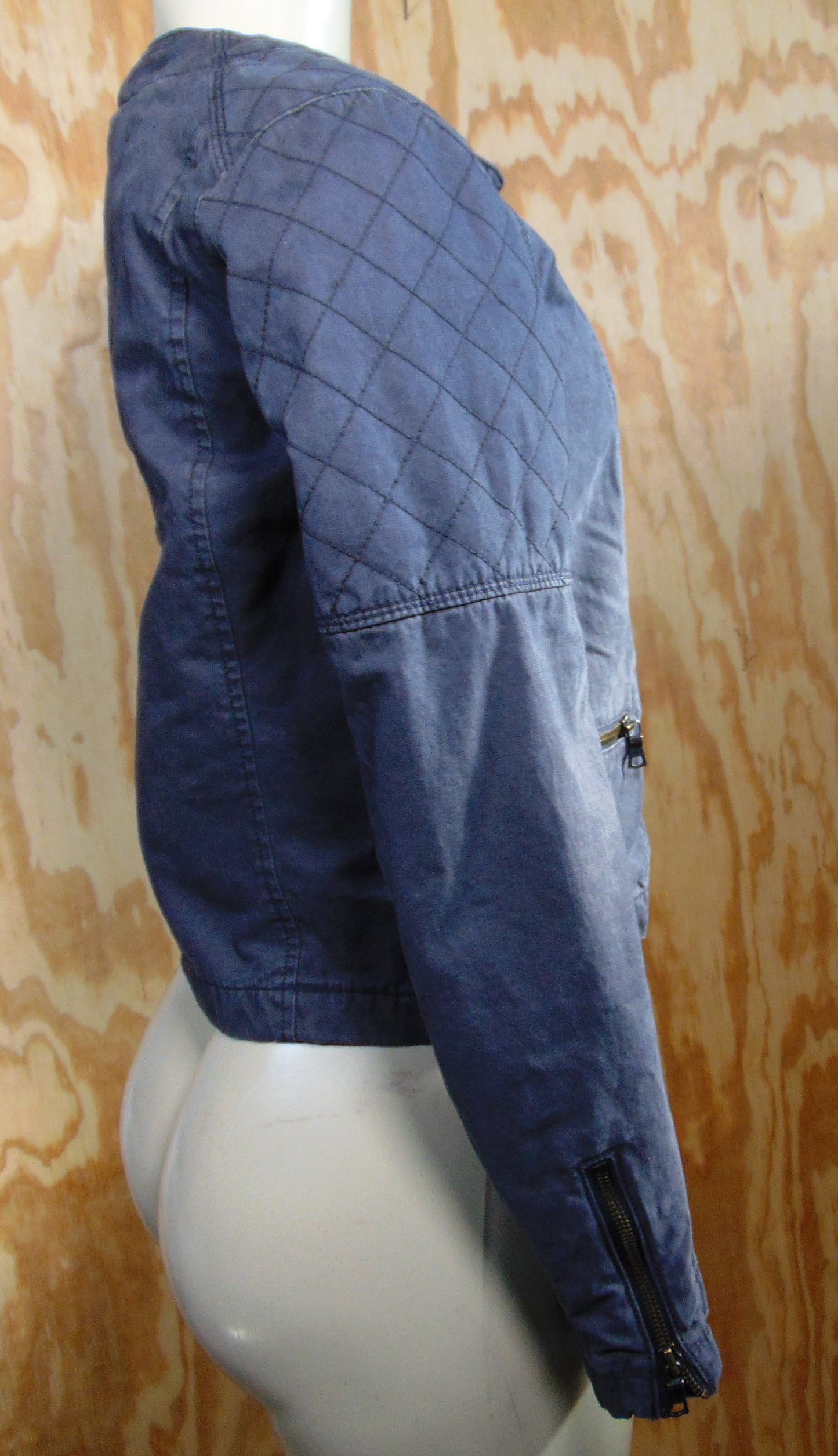 Gap Crop Bikers Quilted Short Jacket Gray Full Zip Small