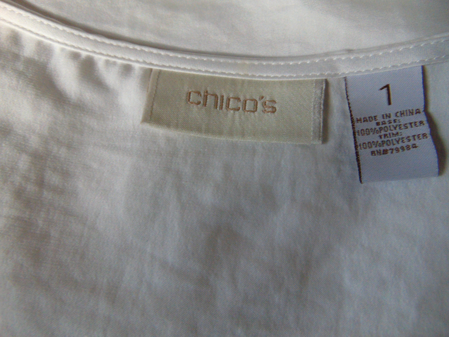 Chico White Linen Sleeveless Tank Cami Size 1