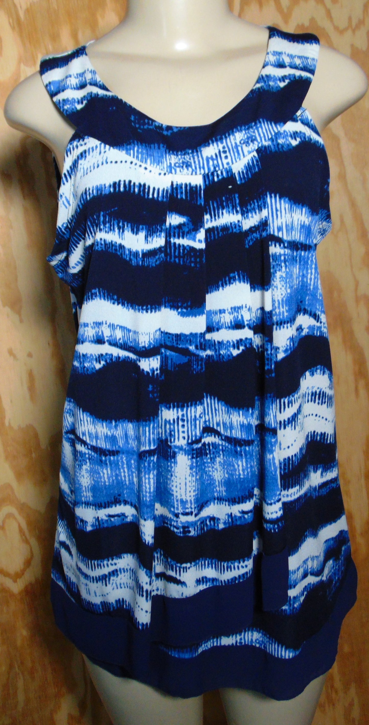 Shannon Lord Tie Dye Sleeveless Blue Long Tunic Medium