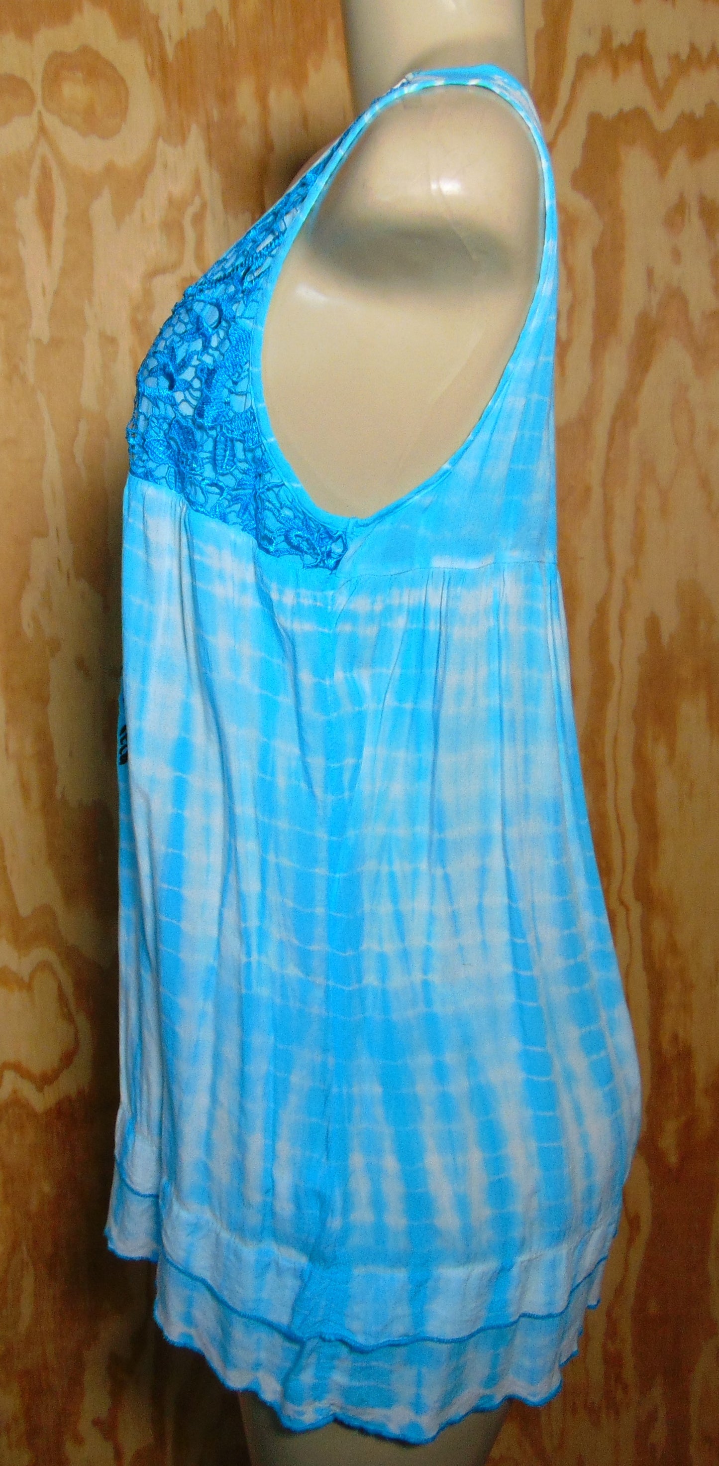 Blue Tie Dye Sleeveless Tank Cami