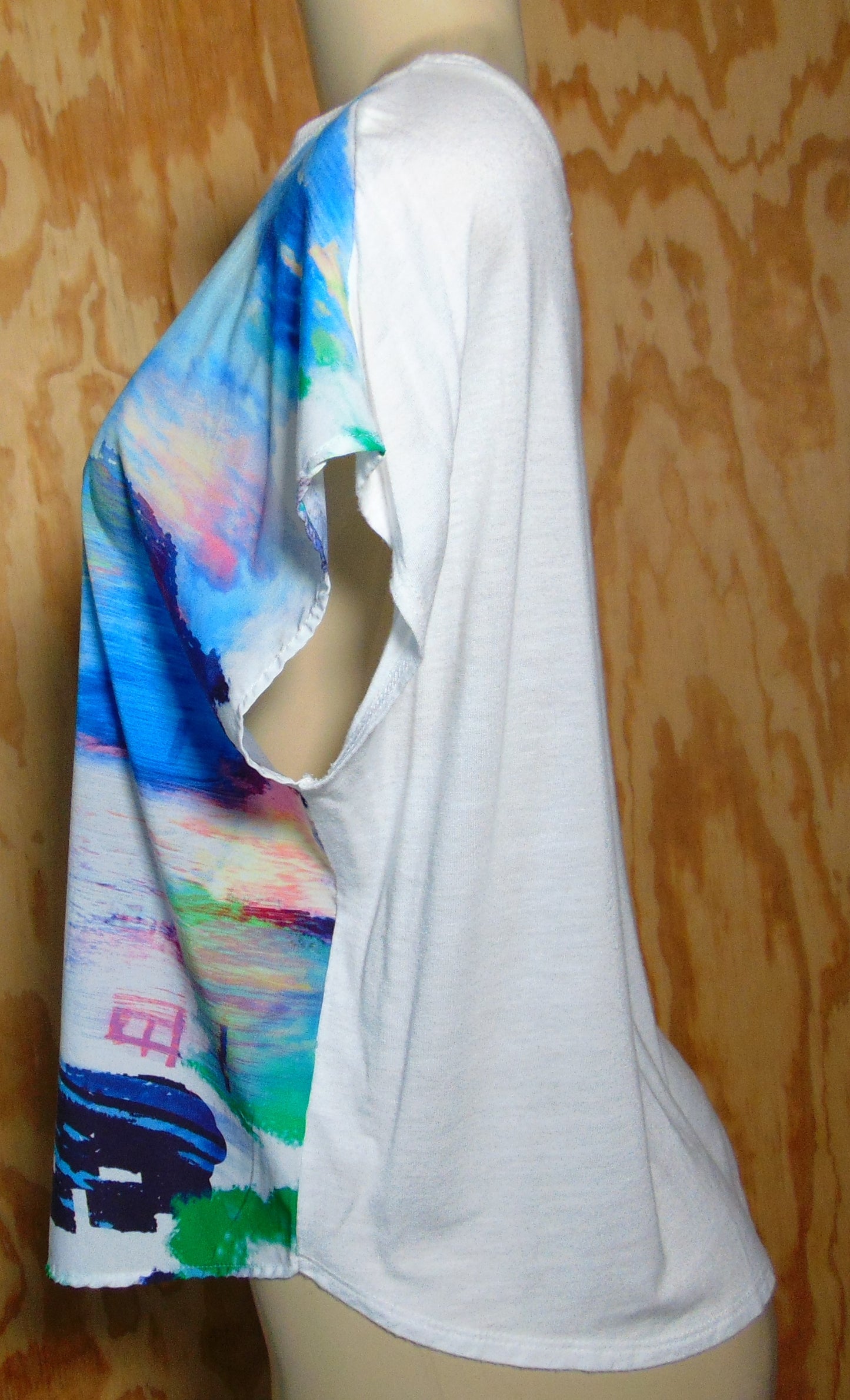 Watercolor Print Front Tank Short Sleeves Medium Short Sleeves