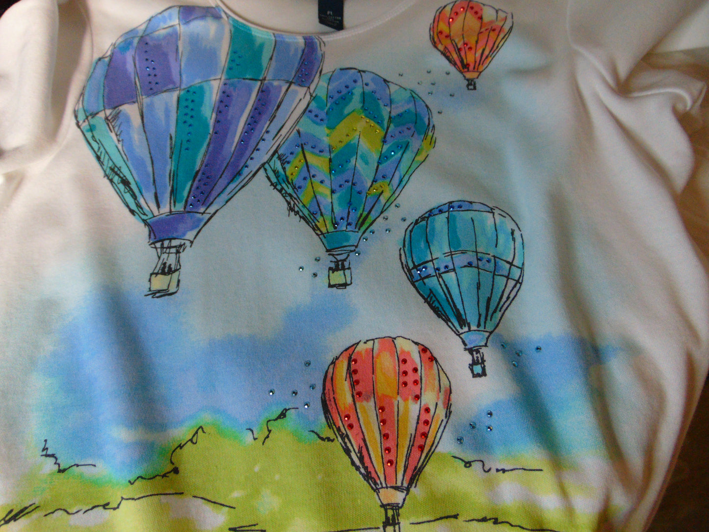 Karen Scott Graphic T-Shirt Short Sleeves Balloon Print Multicolor