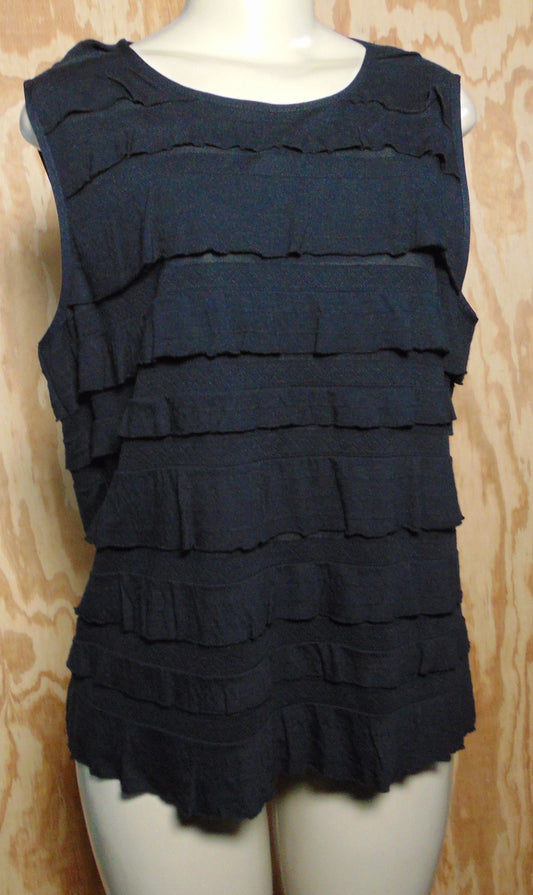 Laura Ashley Petite Black Tiered Sleeveless Tank PL