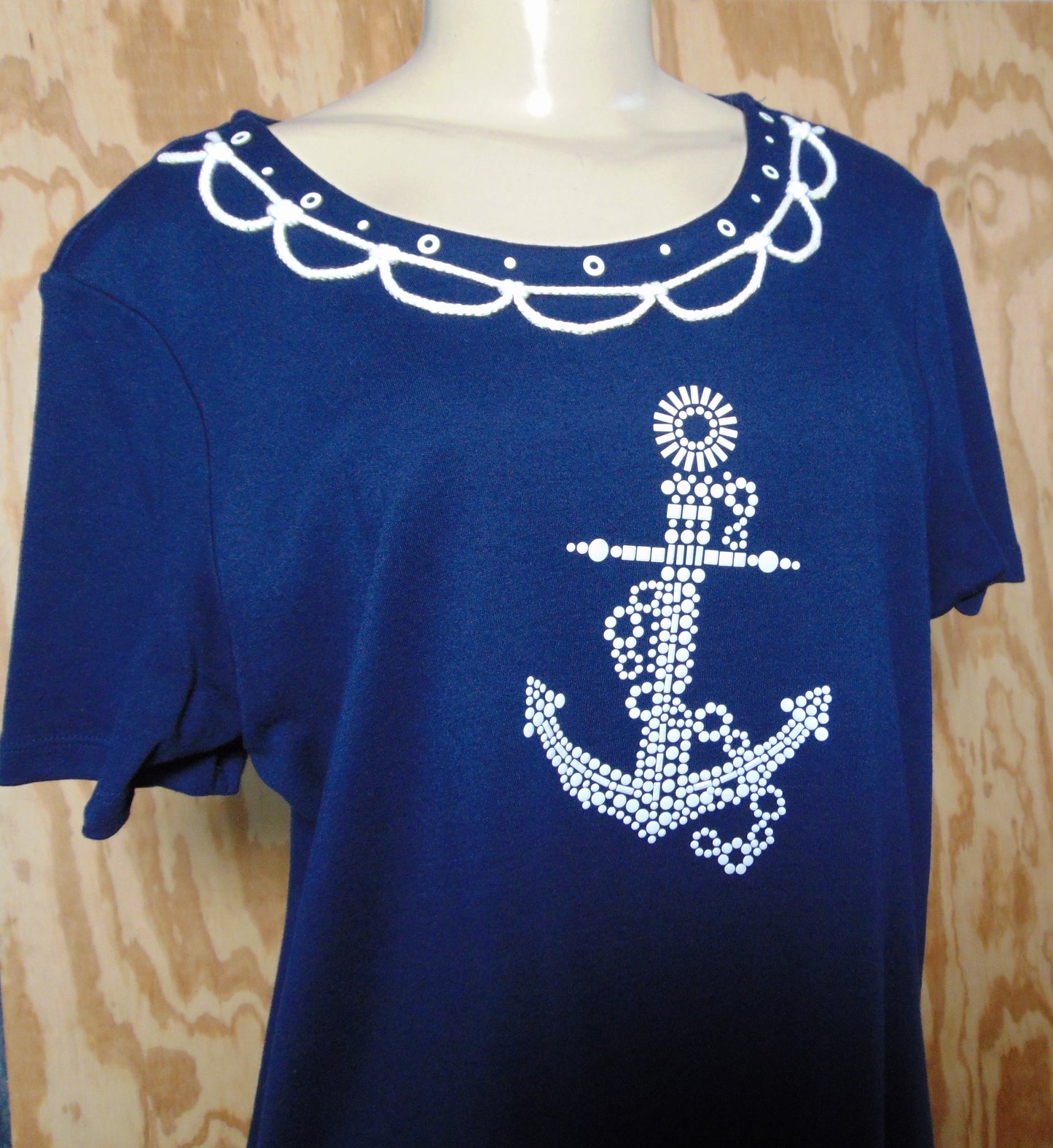 Alfred Dunner Blue Nautical Tank Short Sleeves Medium