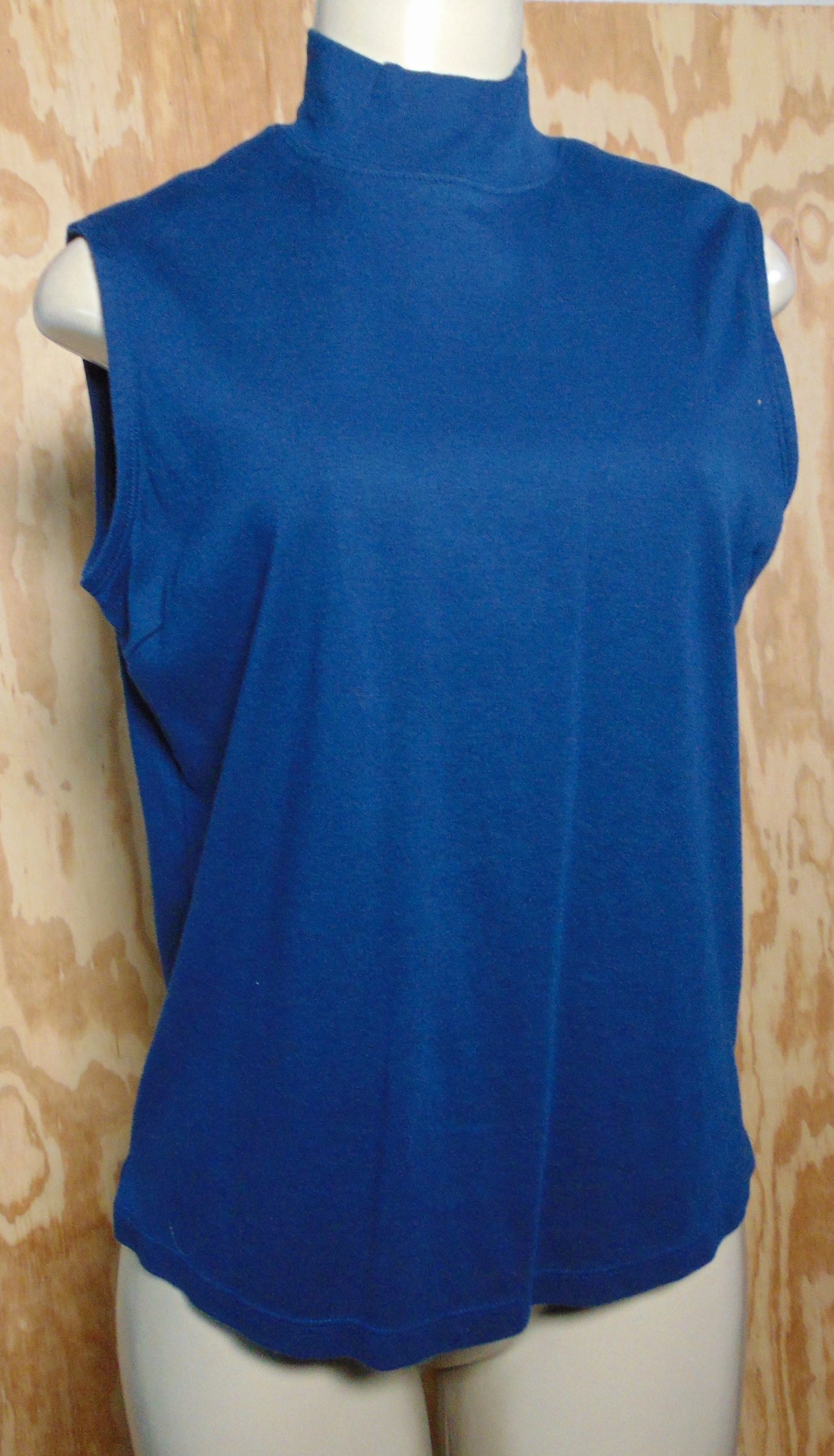 Hasting & Smith Sleeveless Blue Tank Mock Neck Top