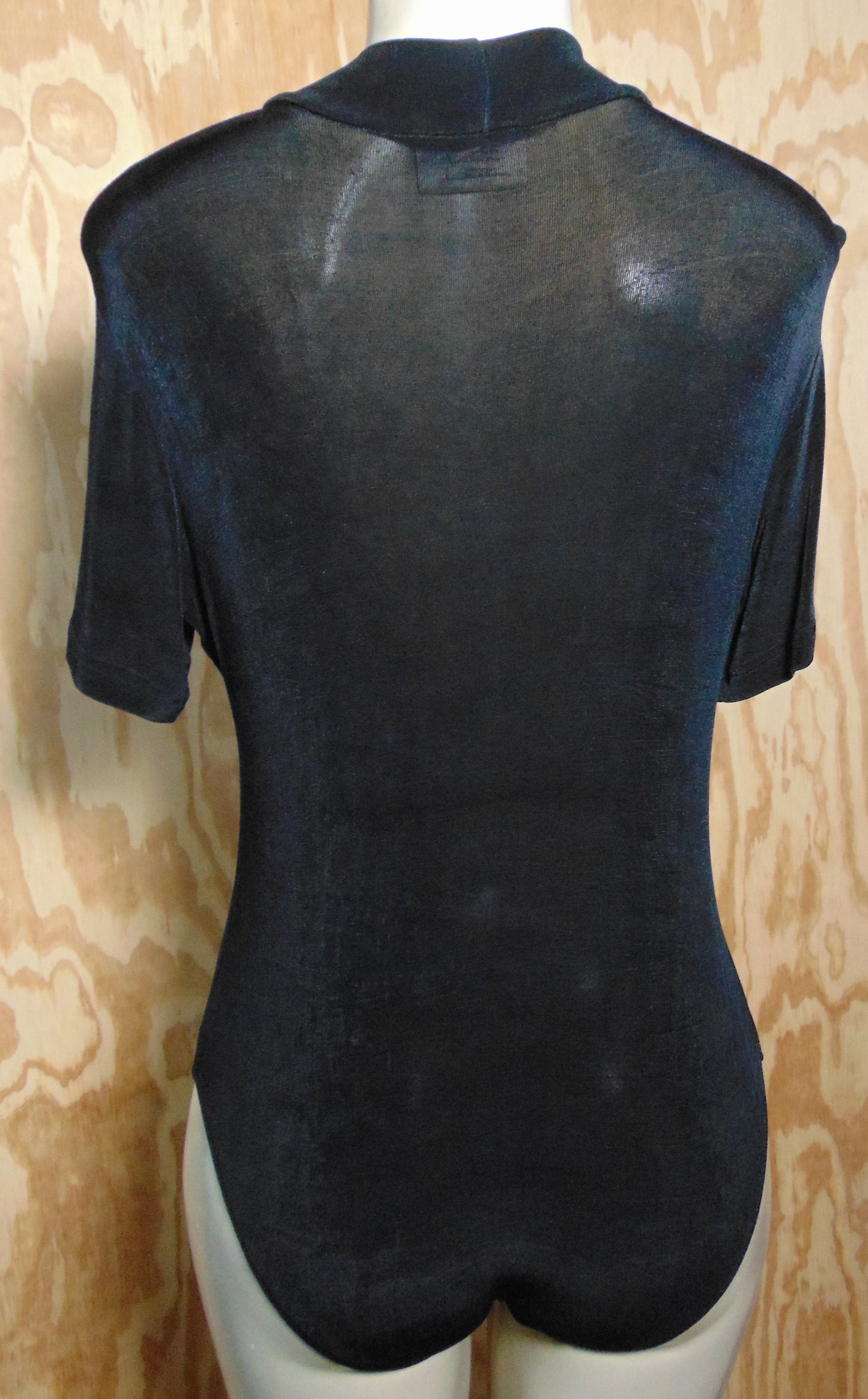 Worthington Slinky Black Mock Neck Bodysuit Medium Short Sleeves